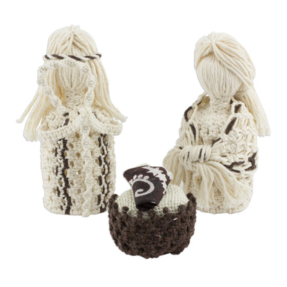 Hopeful Arrival 4-Piece Handcrafted Cotton Macramé Nativity Scene