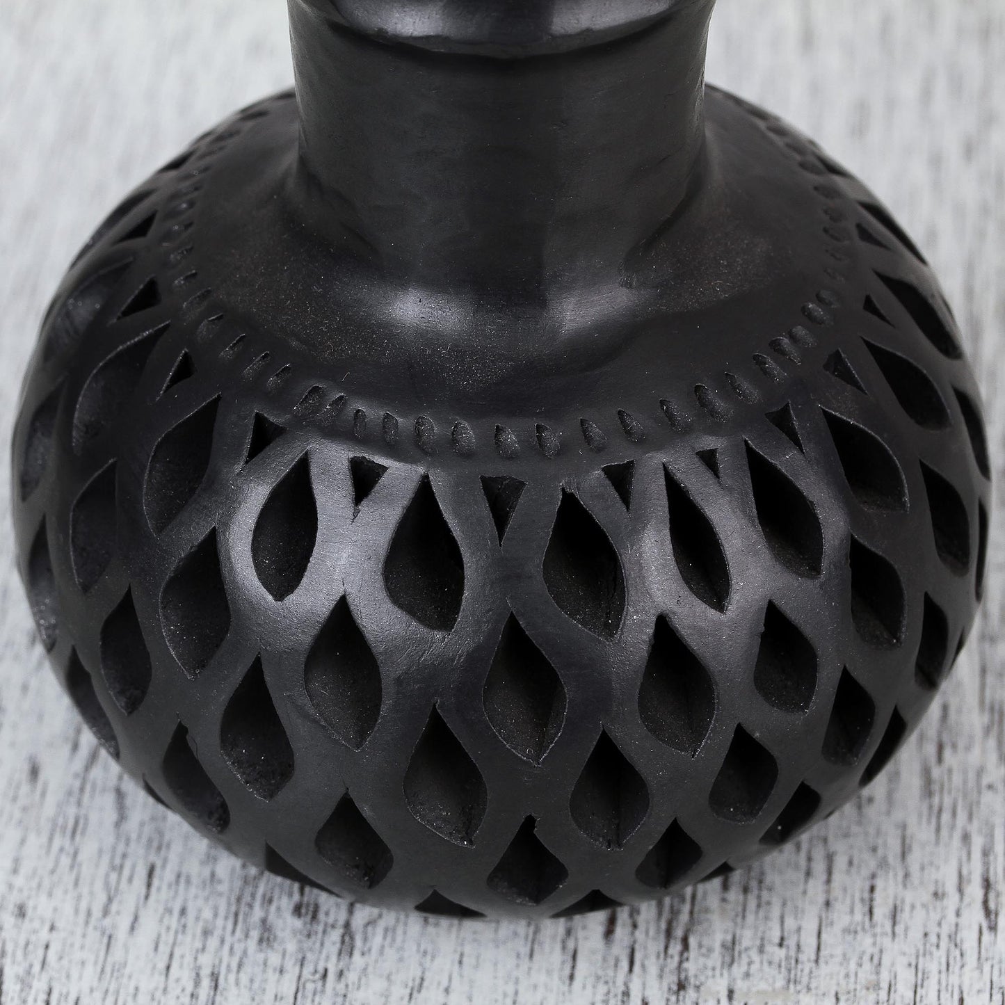 Oaxacan Style Oaxaca Barro Negro Decorative Ceramic Vase