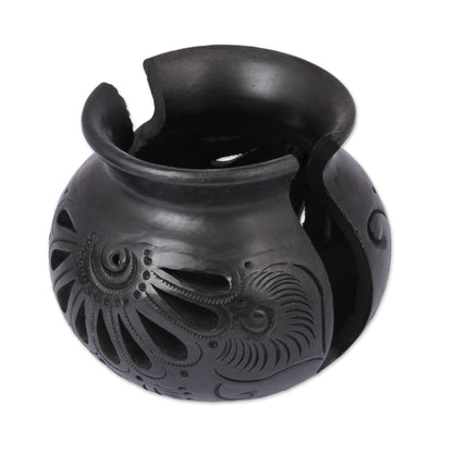 Fan Flower Oaxaca Barro Negro Ceramic Napkin Holder