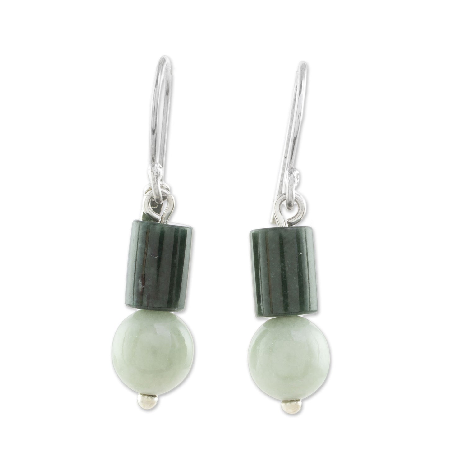 Green Nature Bi-Color Jade Dangle Earrings Crafted in Guatemala