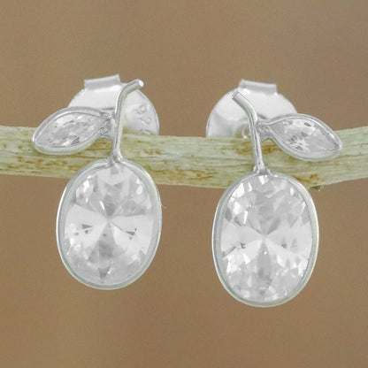 Sparkling Pears Sparkling Quartz Stud Earrings from Thailand