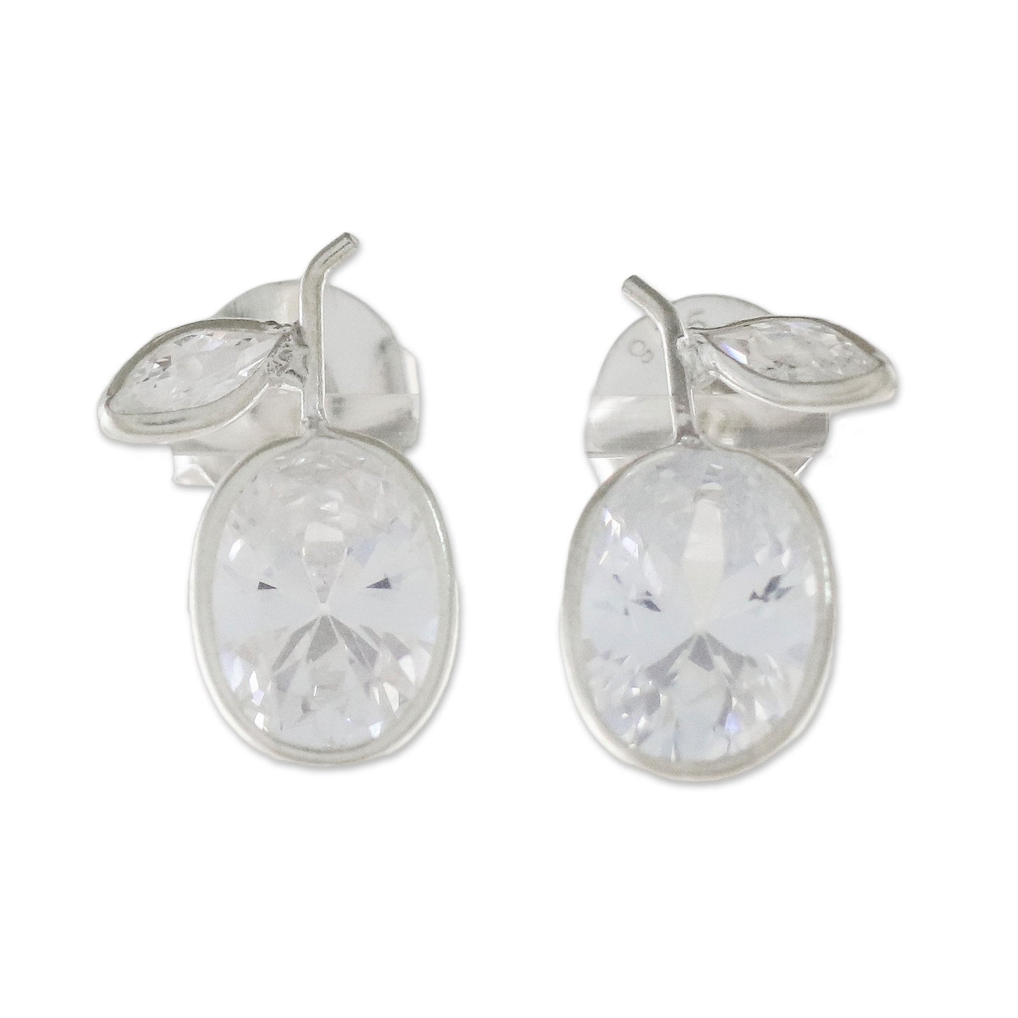 Sparkling Pears Sparkling Quartz Stud Earrings from Thailand