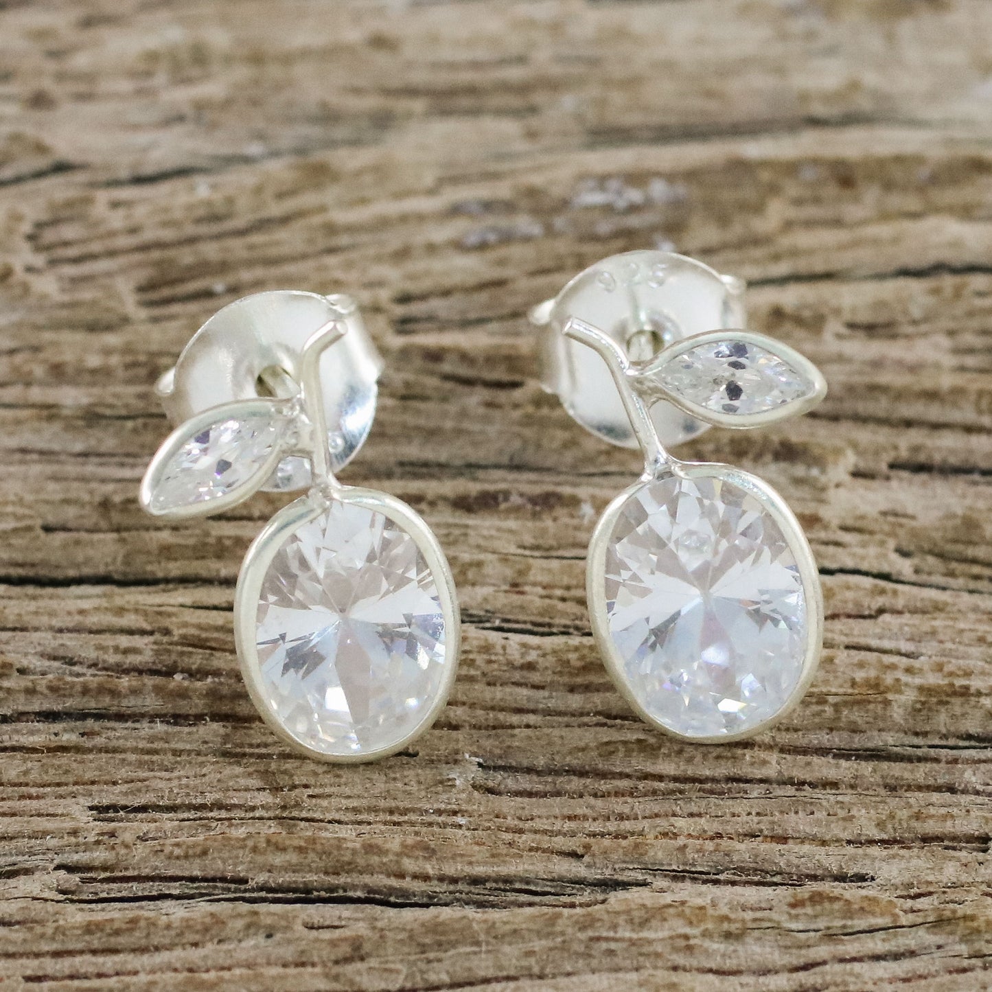 Sparkling Pears Sparkling Quartz Stud Earrings from Thailand