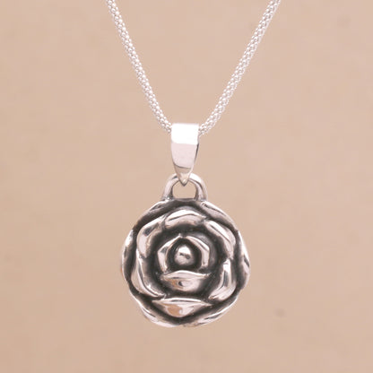 My Rosette Sterling Silver Rose Pendant Necklace from Bali