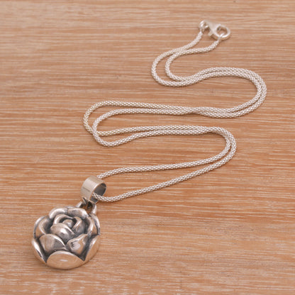 My Rosette Sterling Silver Rose Pendant Necklace from Bali