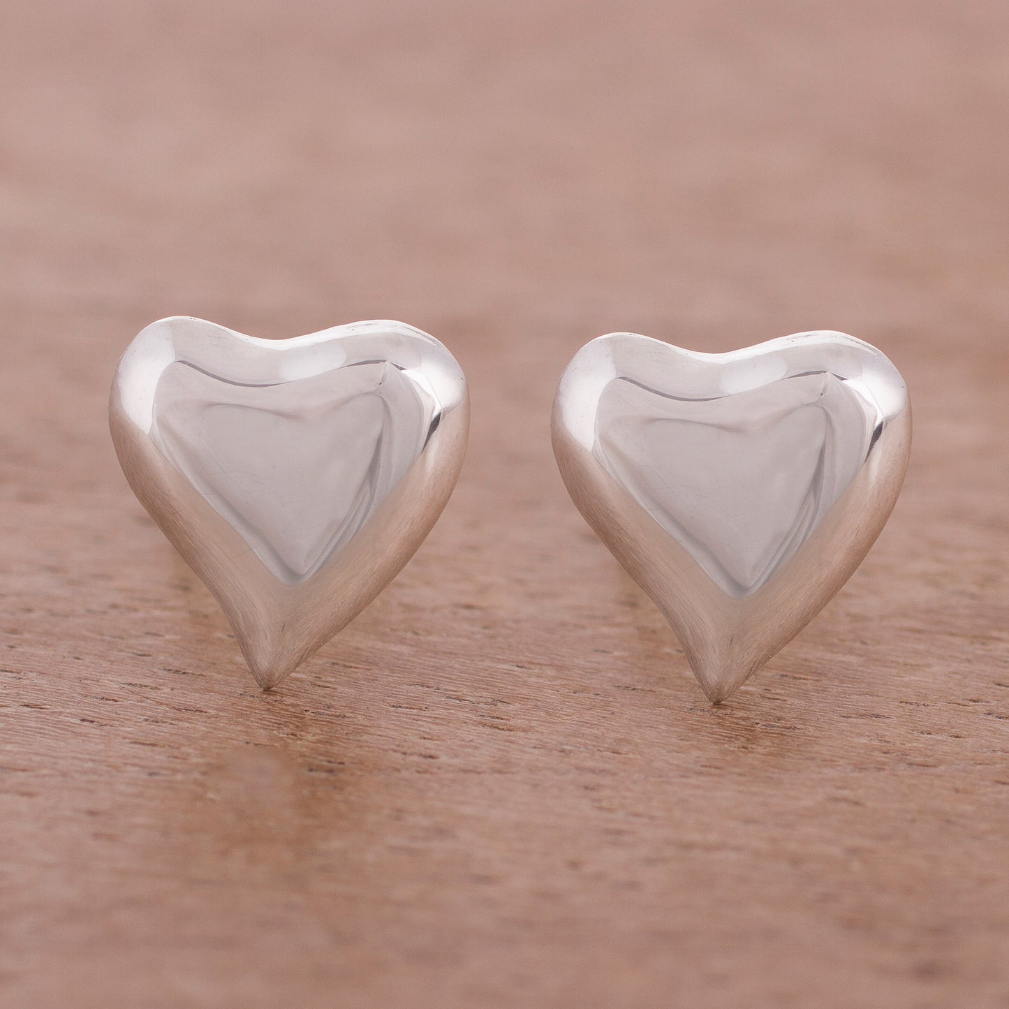 Freeform Love Handcrafted Sterling Silver Heart-Shaped Stud Earrings