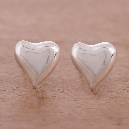 Freeform Love Handcrafted Sterling Silver Heart-Shaped Stud Earrings