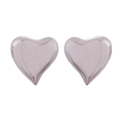 Freeform Love Handcrafted Sterling Silver Heart-Shaped Stud Earrings