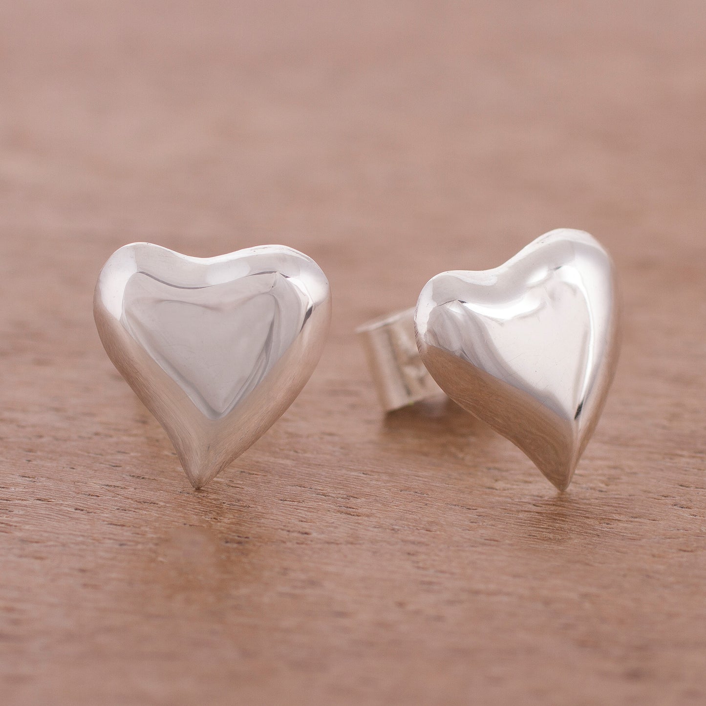 Freeform Love Handcrafted Sterling Silver Heart-Shaped Stud Earrings