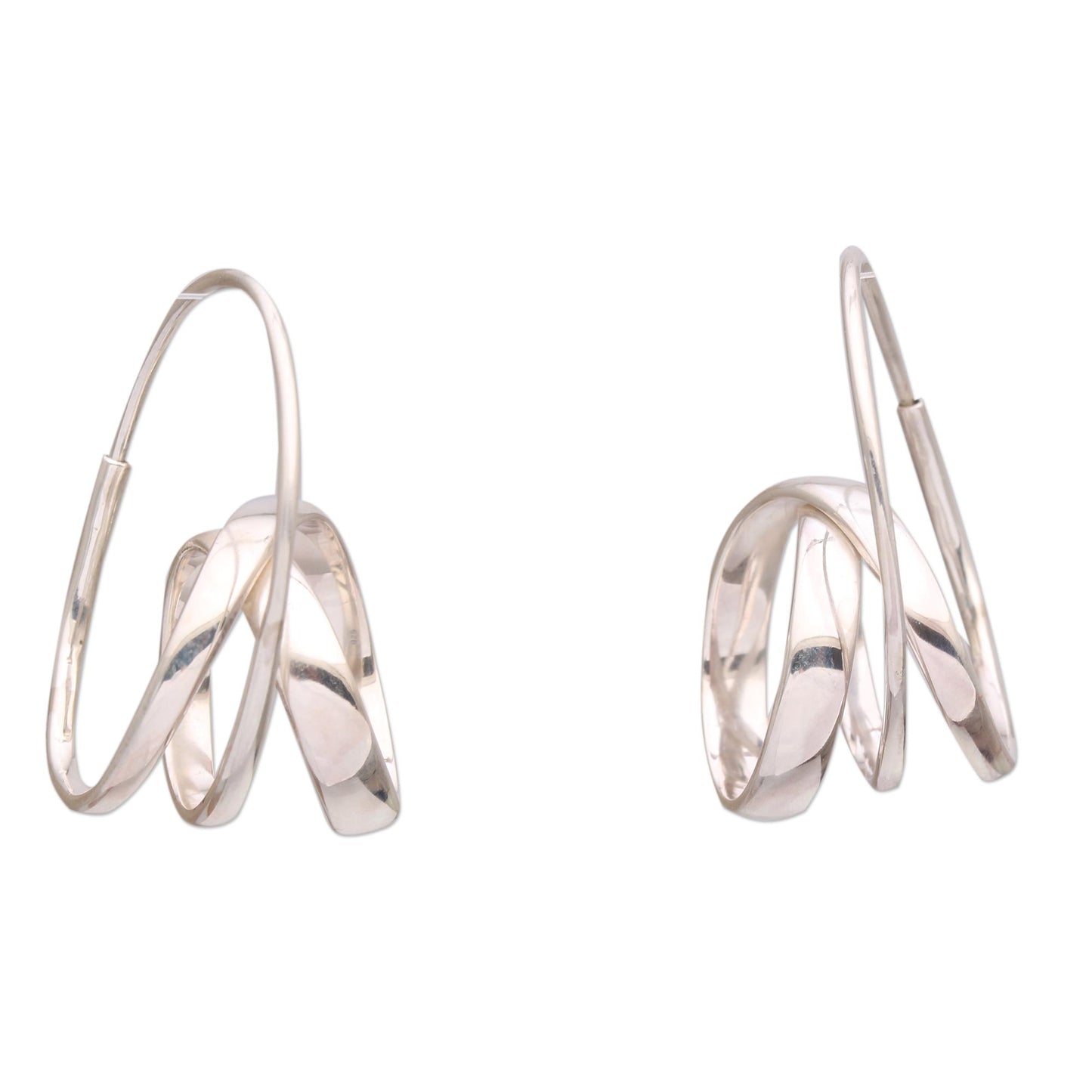 Modern Curls Silver Hoop Earrings