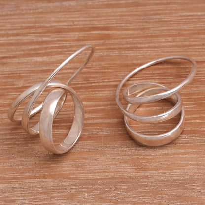 Modern Curls Silver Hoop Earrings