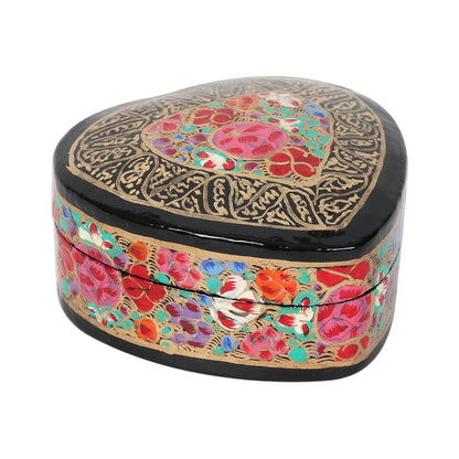 Love of Flowers Hand-Painted Floral and Metallic Gold Heart Decorative Box