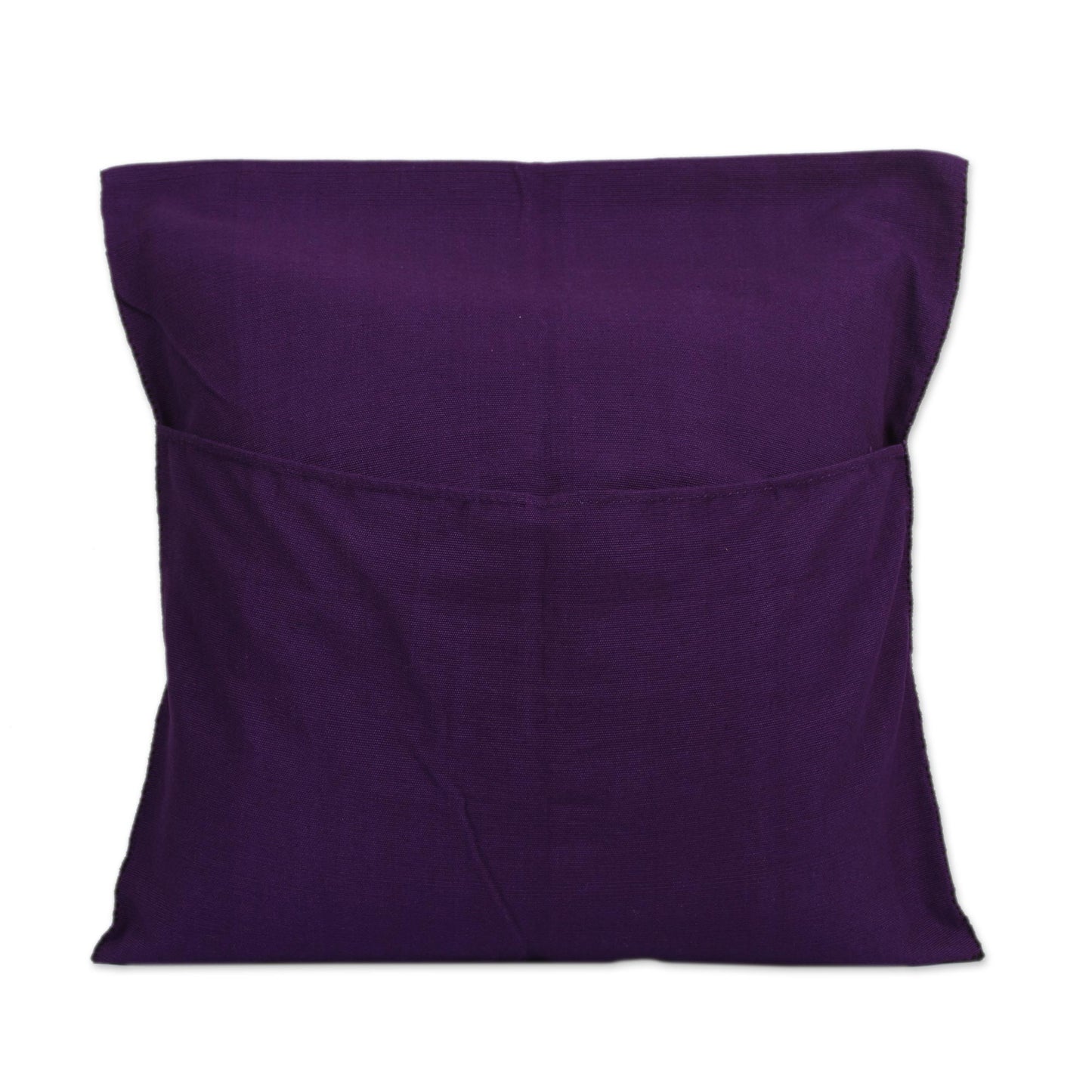 Geometric Dance in Purple Cotton Cushion Cover in Purple and Black from Mexico