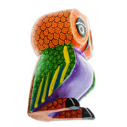 Nocturnal Mirage Mexican Hand Painted Copal Wood Owl Alebrije Sculpture