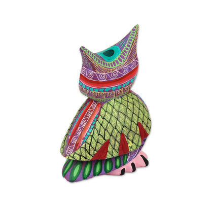 Nocturnal Mystery Handmade Owl with Ear Tufts Alebrije Figurine from Mexico