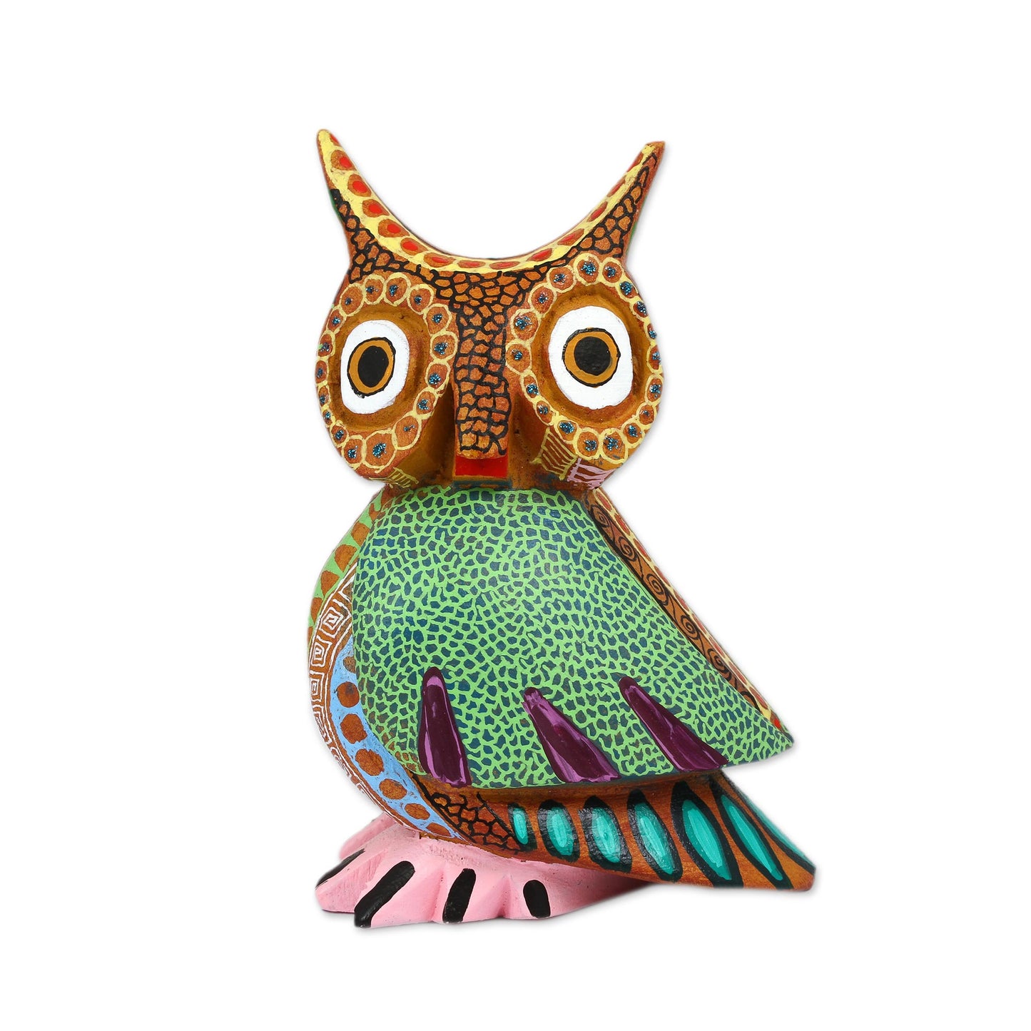 Dream Vision Hand-Carved Copal Wood Owl Alebrije Sculpture from Mexico