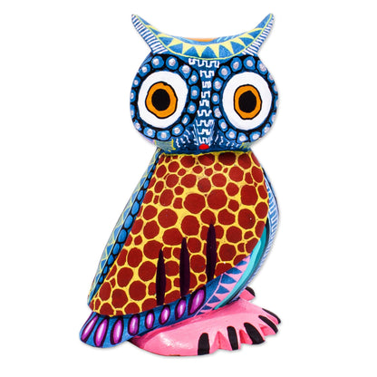 Owl Delight Handcrafted Copal Wood Alebrije Owl Figurine from Mexico