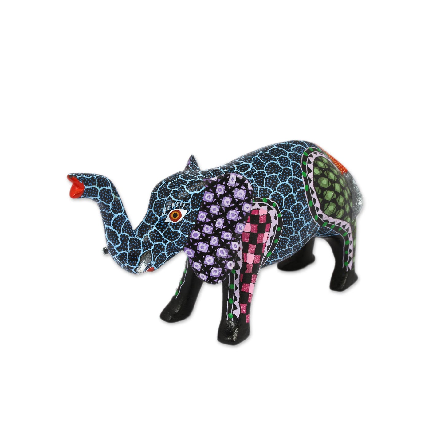 Exquisite Elephant Handcrafted Copal Wood Alebrije Elephant Figurine