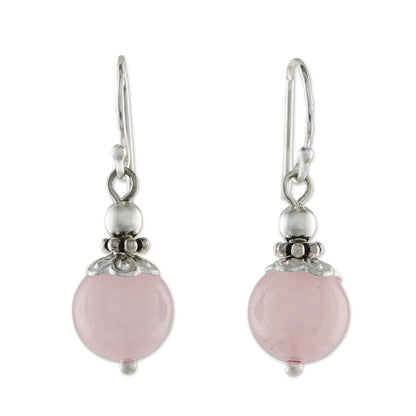 Candy Cloud Handcrafted Rose Quartz and Sterling Silver Dangle Earrings