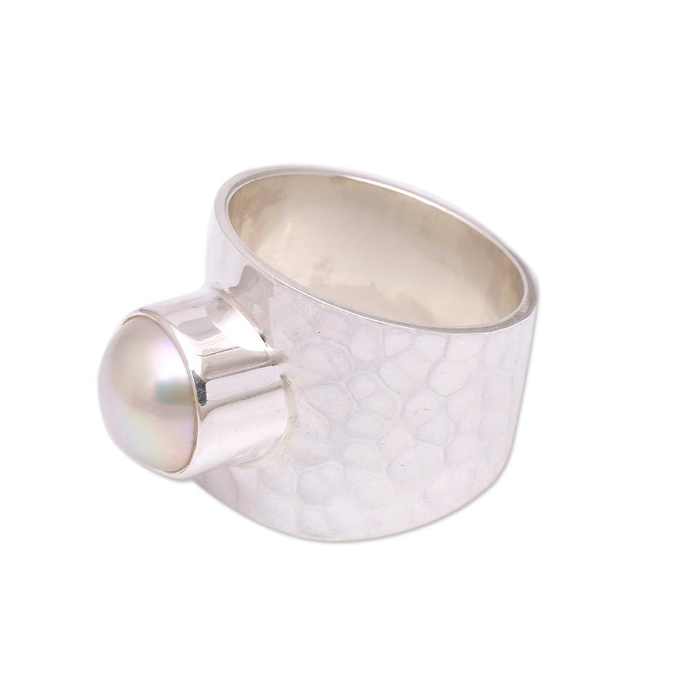 Gleaming Fate Cultured Pearl Cocktail Ring Crafted in Indonesia