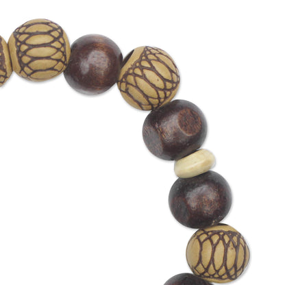 Eco-Friendly Fashion Ceramic Wood and Recycled Plastic Beaded Stretch Bracelet