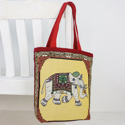 Summer Elephant Multicolor Cotton Shoulder Bag