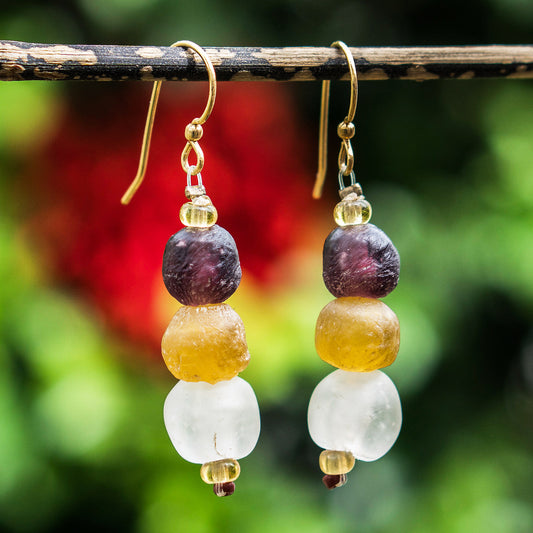 Fresh Novelty Recycled Glass and Plastic Beaded Earrings from Ghana