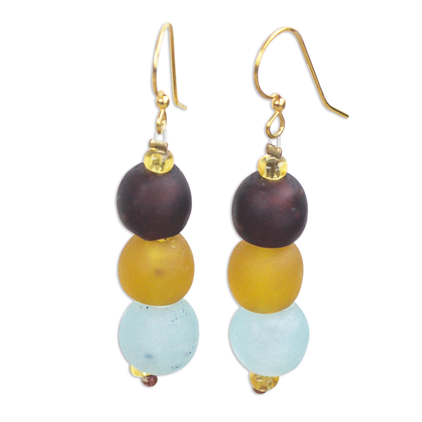 Fresh Novelty Recycled Glass and Plastic Beaded Earrings from Ghana