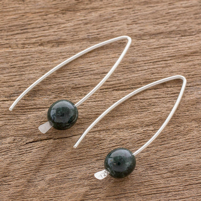 Dark Green Chimera Beauty Dark Green Jade Drop Earrings from Guatemala