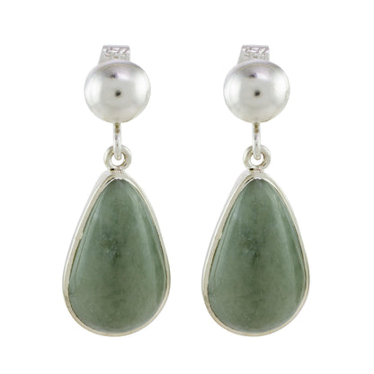 Apple Green Magnificent Drops Light Green Jade Dangle Earrings from Guatemala