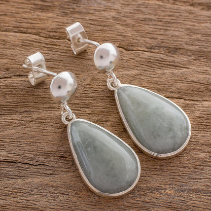 Apple Green Magnificent Drops Light Green Jade Dangle Earrings from Guatemala