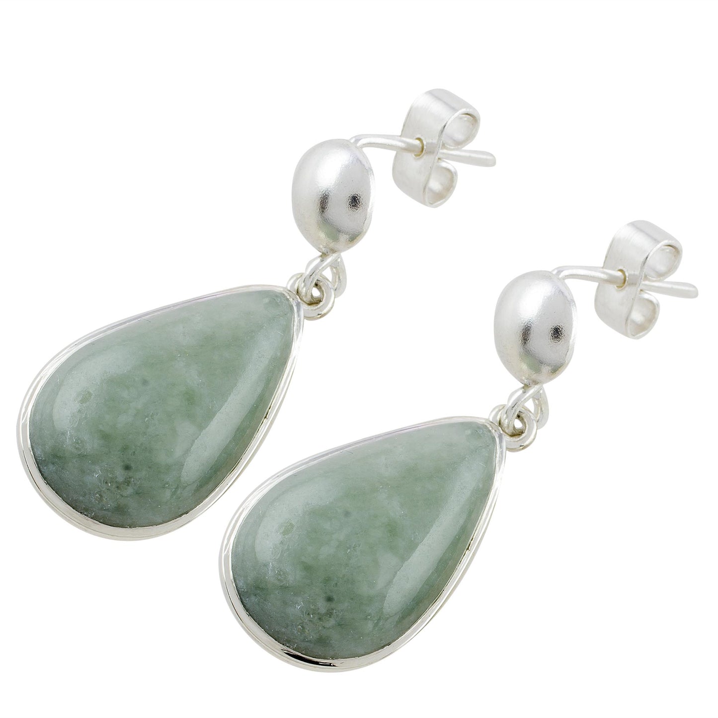 Apple Green Magnificent Drops Light Green Jade Dangle Earrings from Guatemala