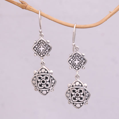 Elegant Star Artisan Crafted Sterling Silver Dangle Earrings from Bali