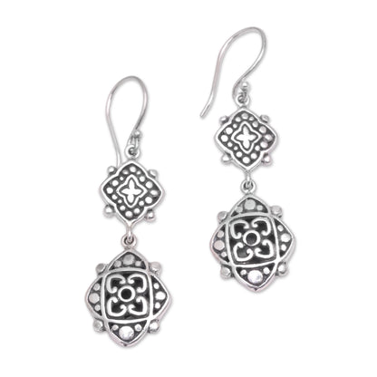 Elegant Star Artisan Crafted Sterling Silver Dangle Earrings from Bali