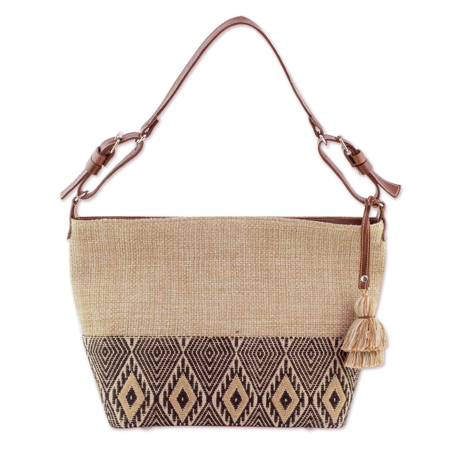 Maya Ixcaco Leather Accent Cotton Shoulder Bag