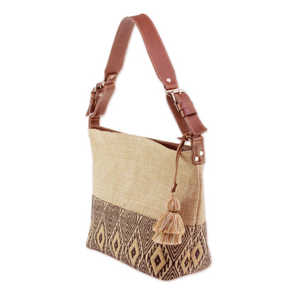 Maya Ixcaco Leather Accent Cotton Shoulder Bag