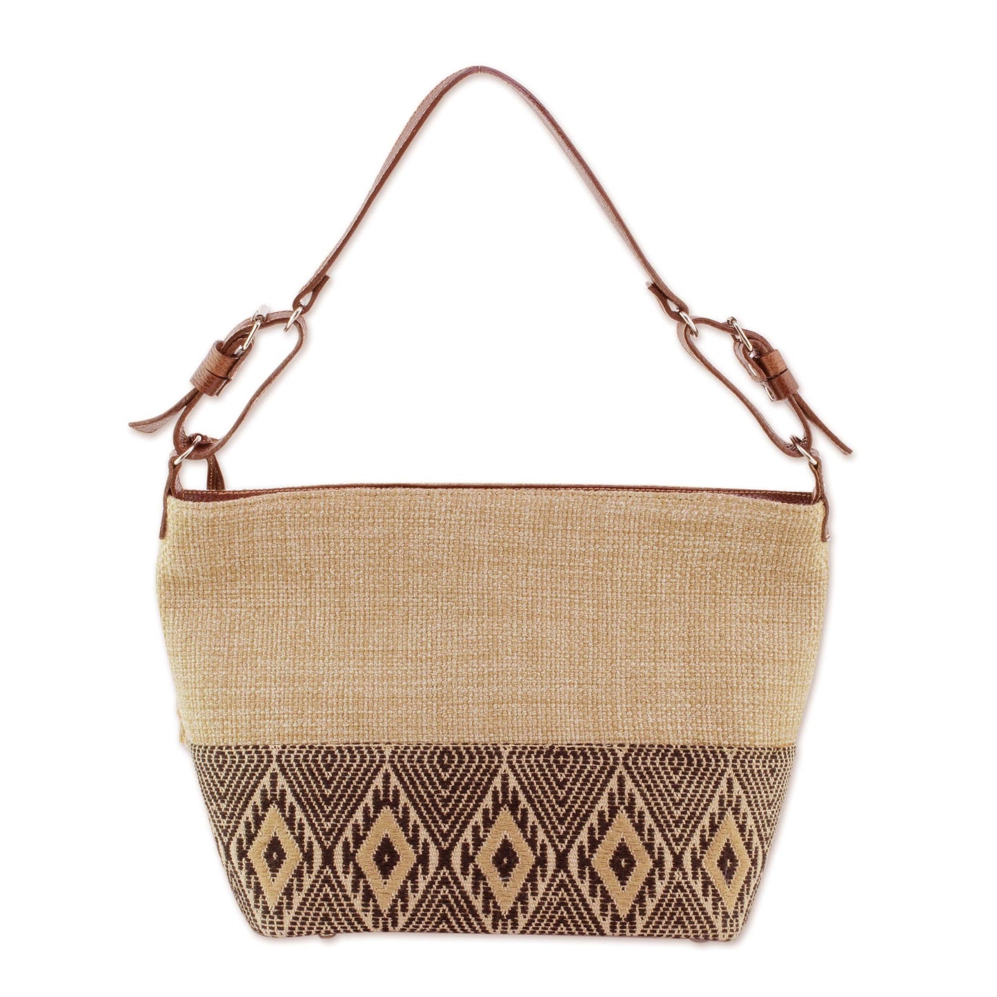 Maya Ixcaco Leather Accent Cotton Shoulder Bag