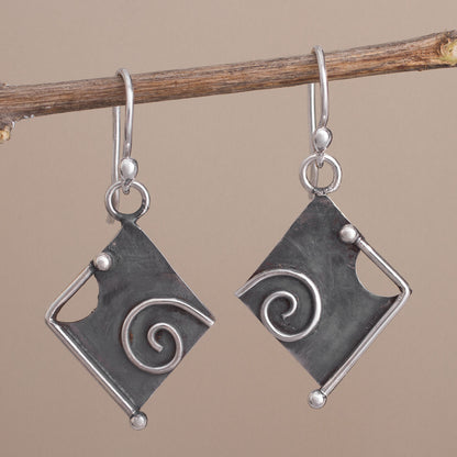 Freeform Beauty Peruvian Modern Style Sterling Silver Dangle Earrings