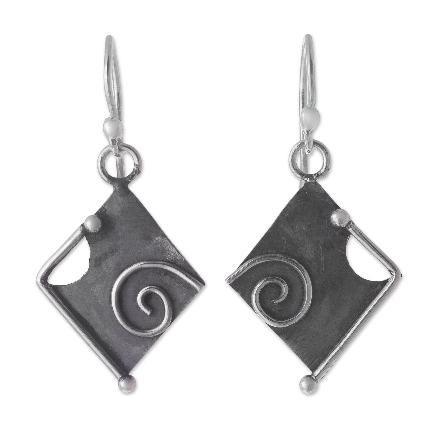 Freeform Beauty Peruvian Modern Style Sterling Silver Dangle Earrings