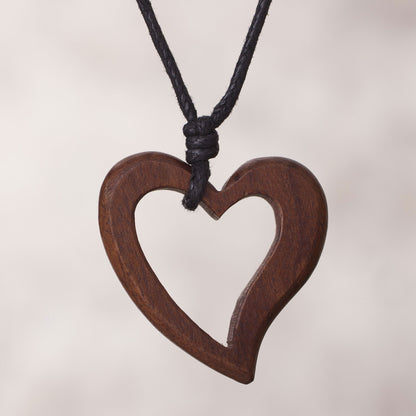 Natural Vibration Peruvian Handmade Heart Pendant Necklace with Reclaimed Wood