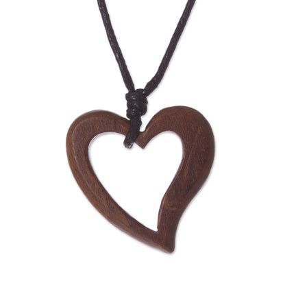 Natural Vibration Peruvian Handmade Heart Pendant Necklace with Reclaimed Wood