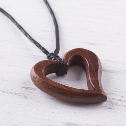 Natural Vibration Peruvian Handmade Heart Pendant Necklace with Reclaimed Wood