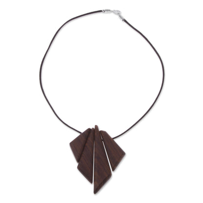 Autumnal Reverie Peruvian Reclaimed Wood Pendant and Cord Necklace