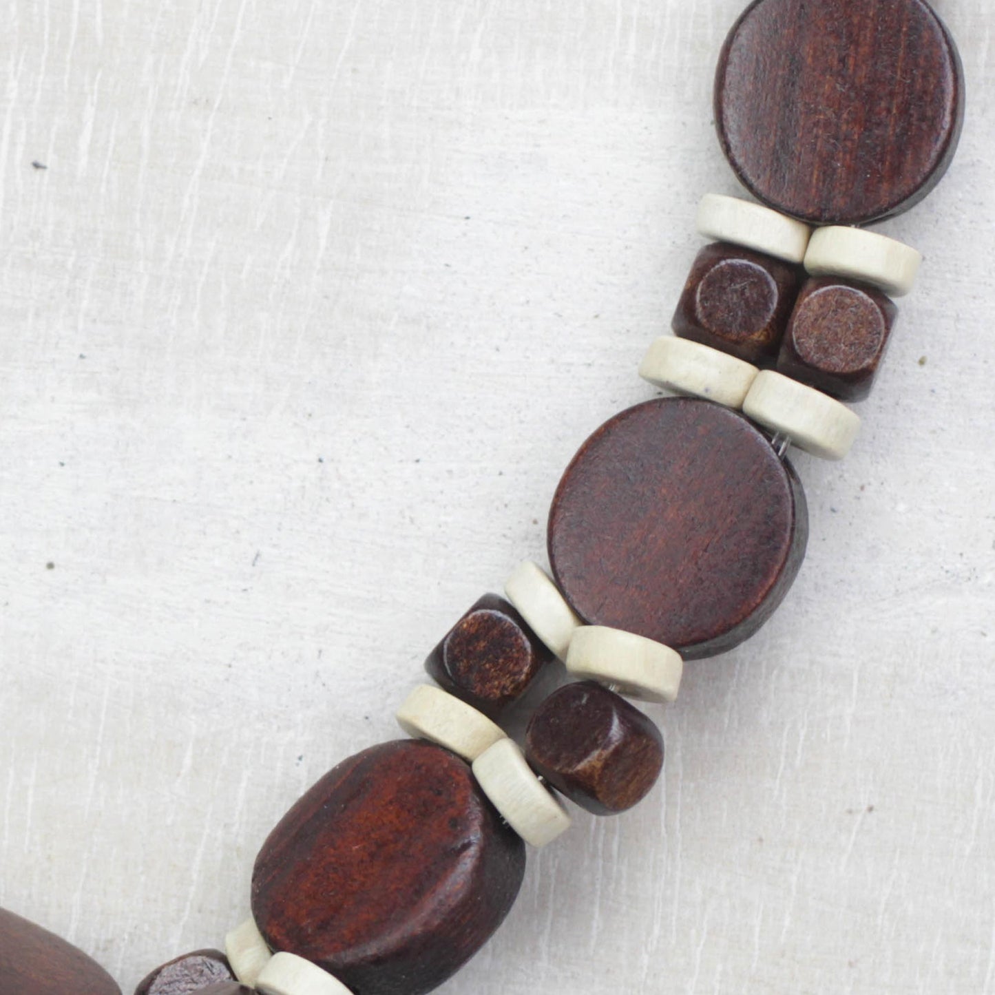 Guidance Brown and White Wood Beaded Necklace from Ghana