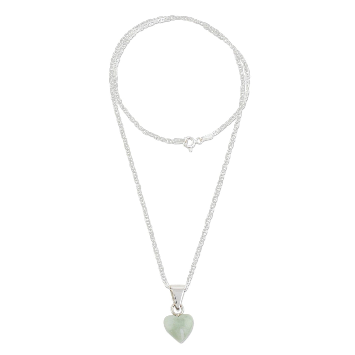 Apple Green Symbol of Love Apple Green Jade Heart Necklace from Guatemala