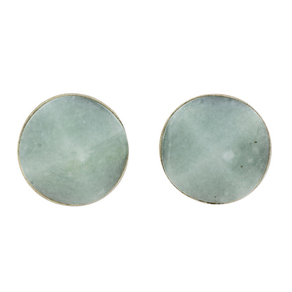 Apple Green Faceted Circles Apple Green Jade Stud Earrings from Guatemala