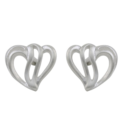 Comforting Hearts Sterling Silver Heart-Shaped Stud Earrings from Thailand