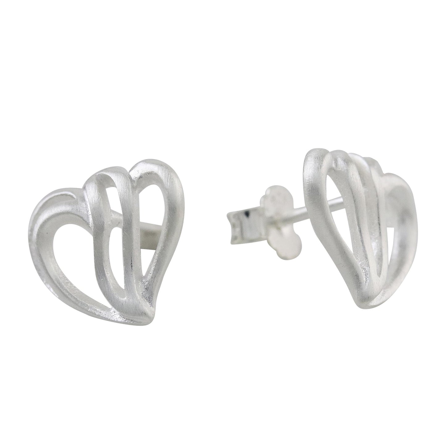 Comforting Hearts Sterling Silver Heart-Shaped Stud Earrings from Thailand