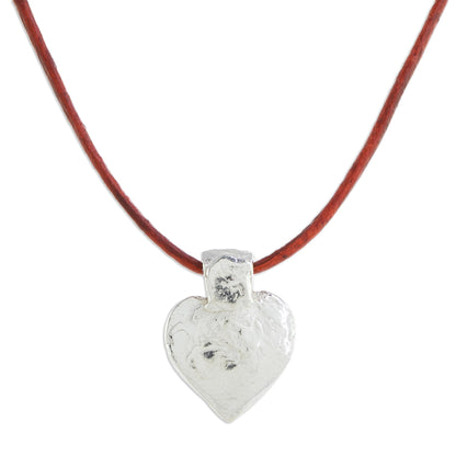 Signal of Love Fine Silver Heart Pendant Necklace from Guatemala