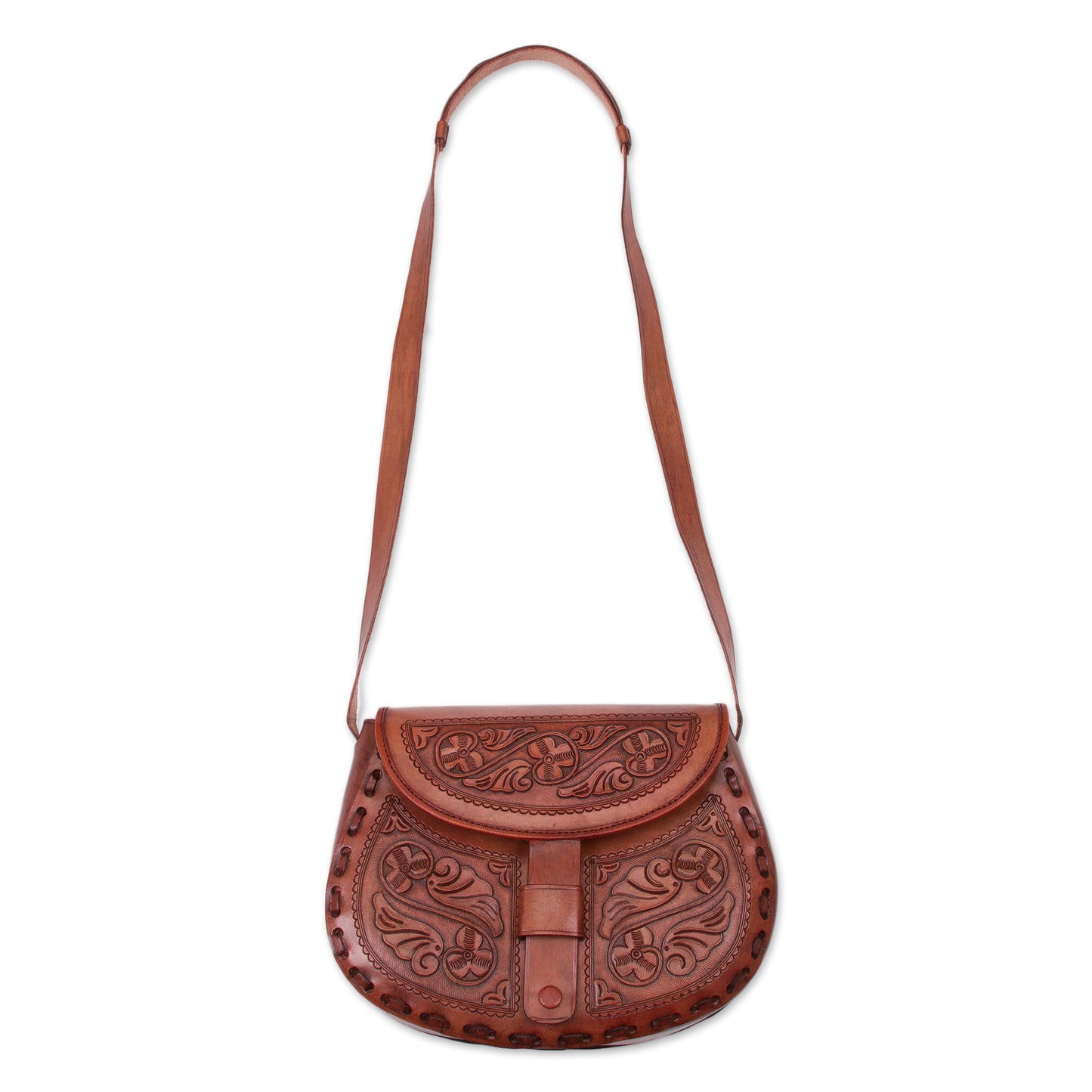 Fairy Dance Handcrafted Colonial Leather Sling Handbag from Peru